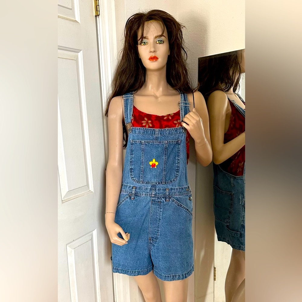 Vintage American Eagle Blue Denim Jean Overall Shorts